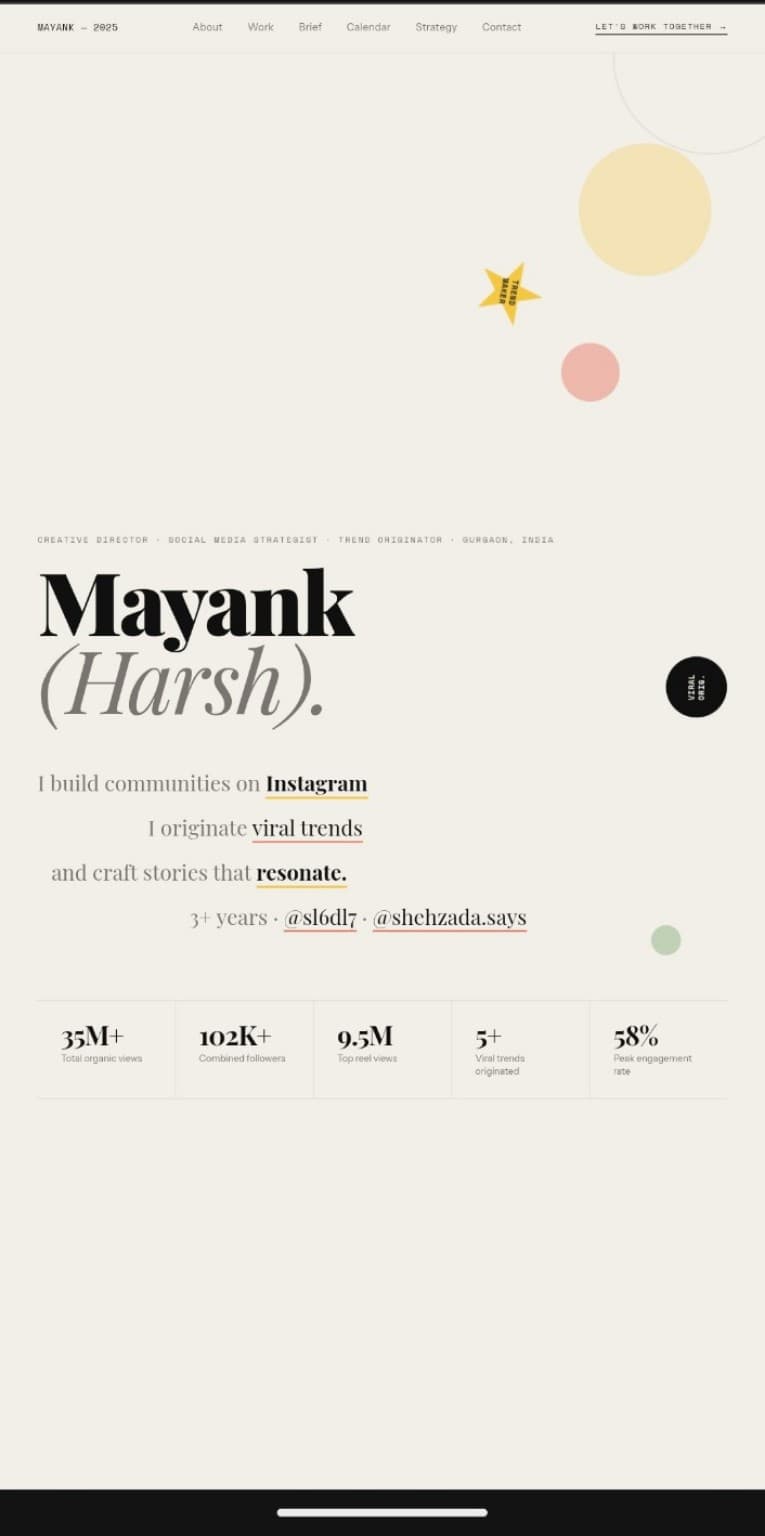 Mayank Harsh website preview